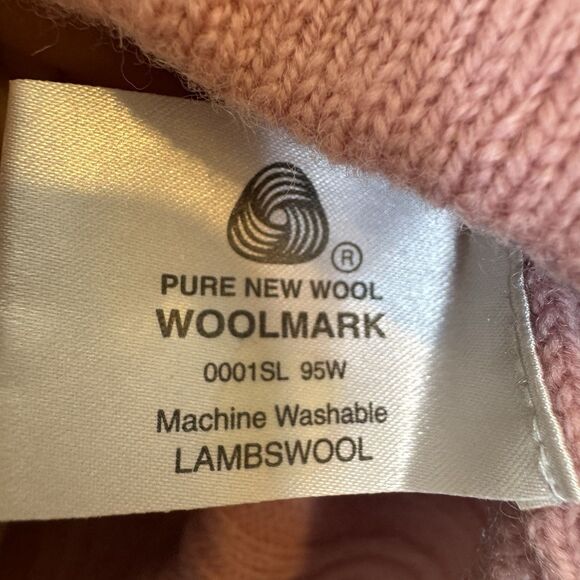 EQUORIAN Heritage Lambswool Cable Knit Sweater Size M Pink Preppy Academia Fall - Picture 5 of 6